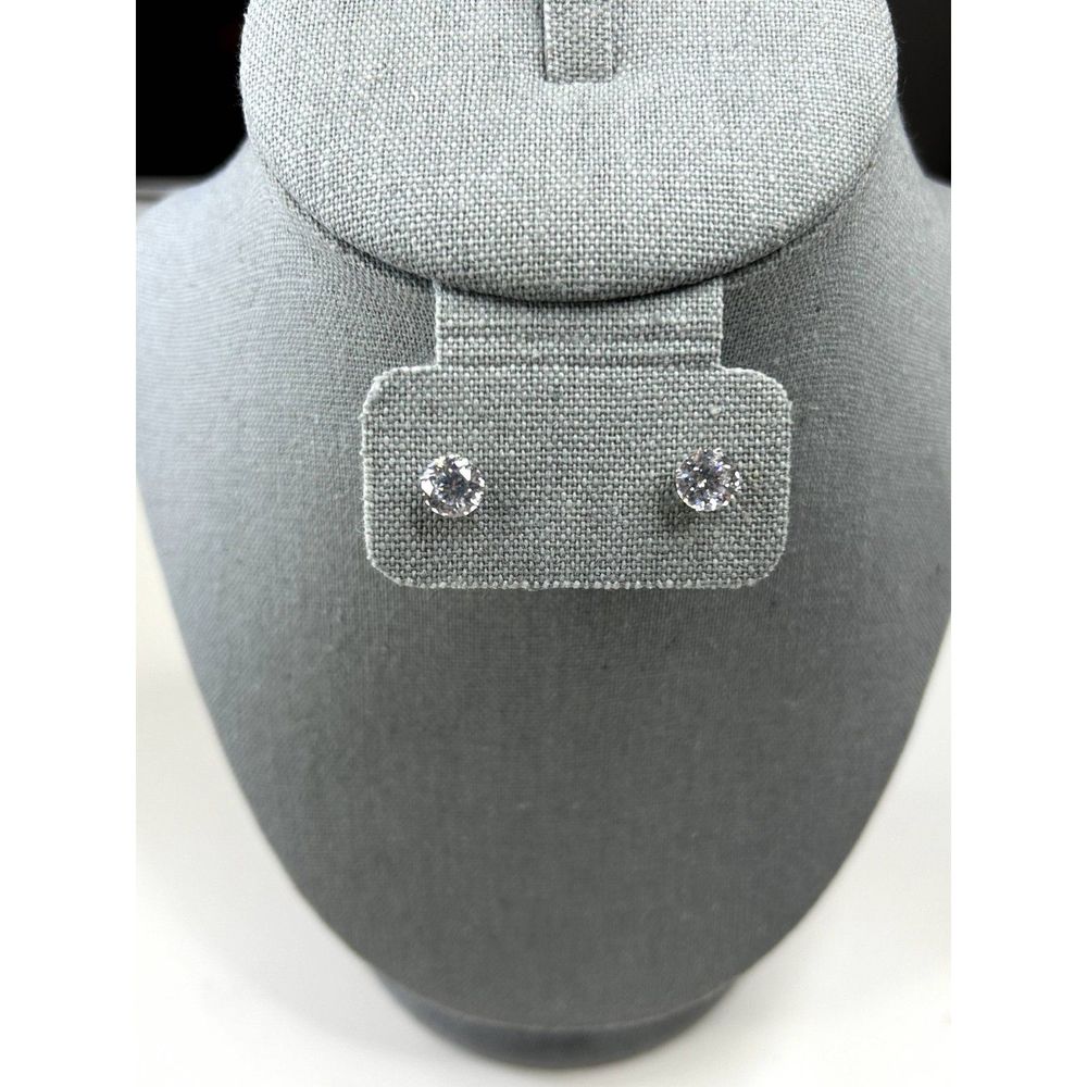 DBJ Cubic Zirconia Round Stud Sterling Silver 925 Earrings